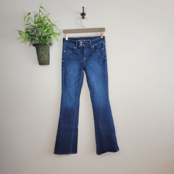 American Eagle Outfitters Denim - American Eagle Kick Boot Jeans Dark Blue Wash Low Rise Stretch Bootcut AE 2